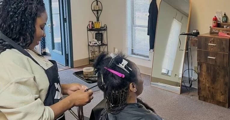 Professional hair braiding and protective styling at Berly's salon, McKeesport, Pennsylvania